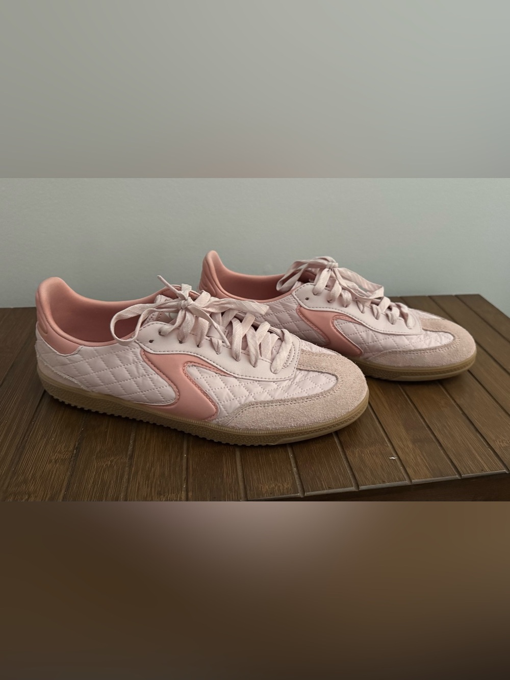 Skechers Quilted Blush Pink Lace-Up Sneakers